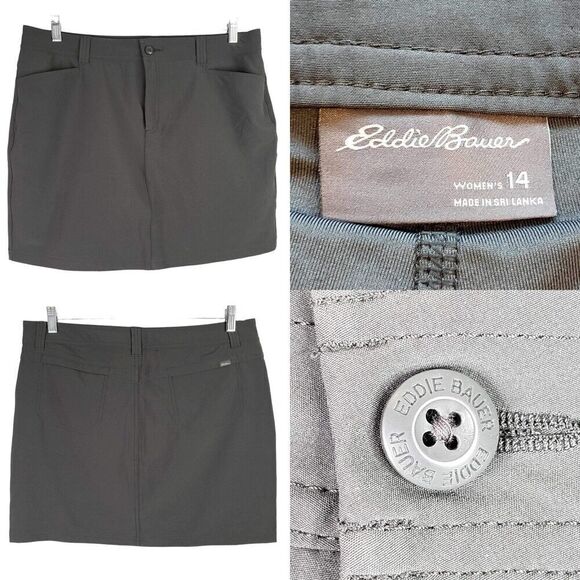 Eddie Bauer Skirt Skort Women's Size 14 Dark Gray Camping Nylon Stretch - Picture 1 of 11